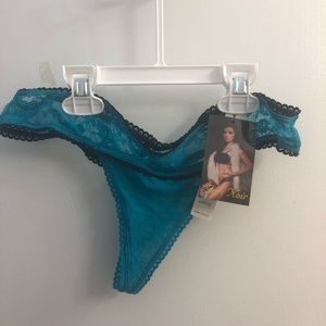Teal and Black Thong Panty
